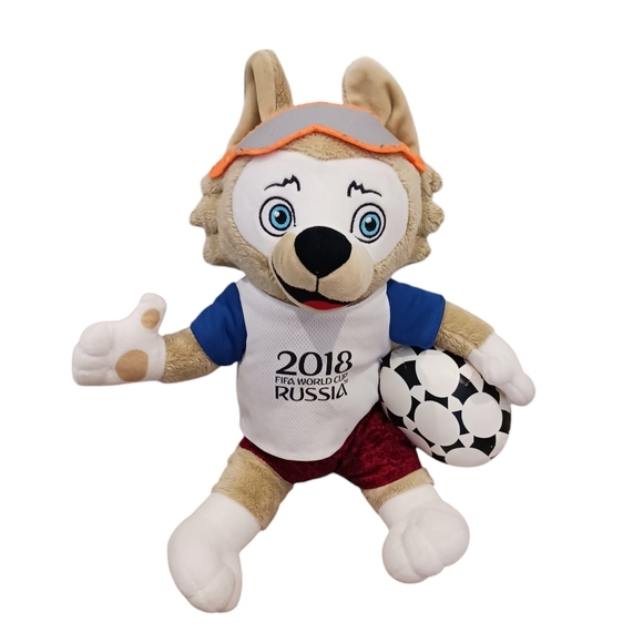 2018 FIFA World Cup Soccer Russia Mascot Zabivaka Wolf Plush Toy Stuffed Animal - Picture 1 of 4